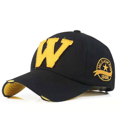 W Letter Baseball Cap Denim Washed Old Men's and Women's Caps with Embroidery Edging Outdoor Spring and Summer Sun Hats