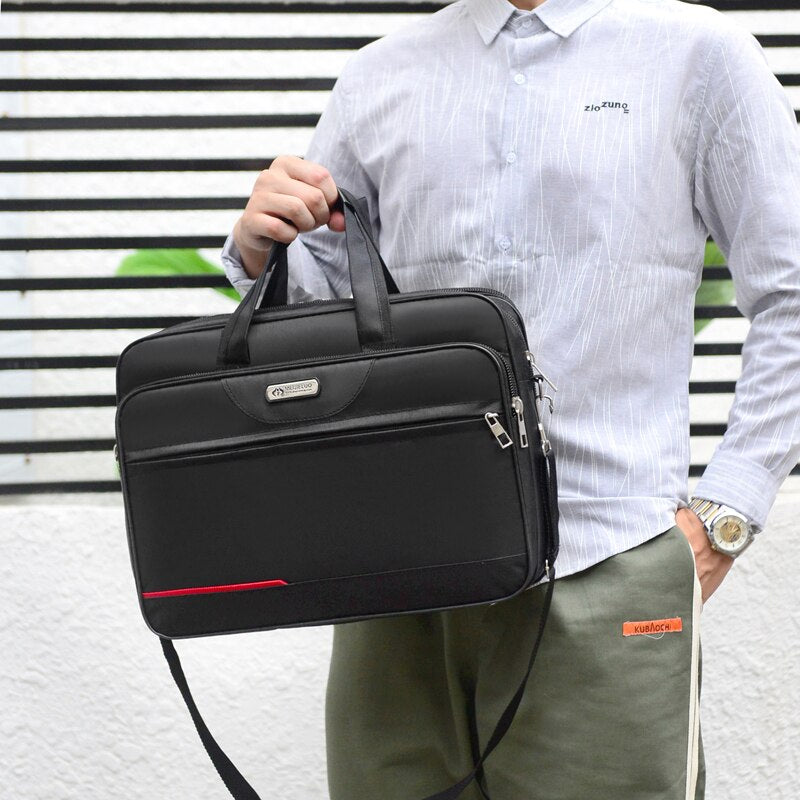 AOTTLA Handbag For Male 17.5 Inch Big Capacity Laptop Bag Nylon Good Quality Men Shoulder Bag Classic Pure Color Men's Briefcase