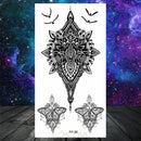 Owl Moth Jewelry Temporary Tattoo For Women Men Mandala Henna Flower Tattoo Mehndi Fake Pendants Geometric Tatoo Chest Back Lace