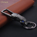 Honest Luxury Men Women Car Keychain Leapard Dragon Genuine Leather Rope Key Ring for Male Jewelry Creativity Gift Wholesale