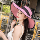K60 Women Hat Beach Big Brim Straw Seaside Sun Hat Travel Women Panama Sun Protection Felt hat UPF 50+ Sun Visor