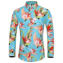 Many styles men long-sleeved plus size 7XL shirt fashion rose plant flower printed shirt Hawaii leisure men clothing