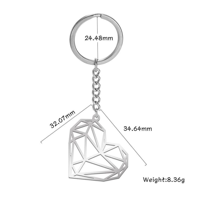 SKYRIM Fashion Hollow Heart Charm Car Keychain Keyring Women Stainless Steel Key Chains Holder Pendant For To Bag Gift