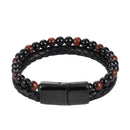 Charm Men Bracelet Rope Stainless Steel Magnetic Natural Stone Leather Beaded Braclet Volcanic Stone bracelet bangles Chain Gift