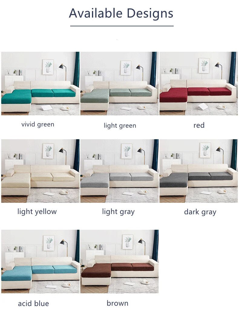 Waterproof 1/2/3/4 Seaters Cushion Sofa Seat Cover Anti-dust Tight Wrap Protector Jacquard Plush Fibre for Living room