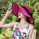 K60 Women Hat Beach Big Brim Straw Seaside Sun Hat Travel Women Panama Sun Protection Felt hat UPF 50+ Sun Visor