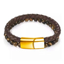 Charm Men Bracelet Rope Stainless Steel Magnetic Natural Stone Leather Beaded Braclet Volcanic Stone bracelet bangles Chain Gift