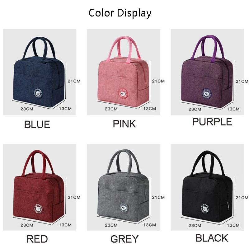 Portable Lunch Bag New Thermal Insulated Lunch Box Tote Cooler Handbag Bento Pouch Dinner Container School Food Storage Bags