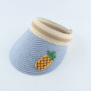 Children Cartoon Straw Hat For Kids Boys Girls Fruit Embroidery Sun Visor Cap Baby UV Protection Hats