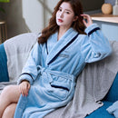 Lovers Coral Fleece Robe Warm Sleepwear Women Men Thicken Flannel Bathrobe Lounge Nightgown Home Clothes Bigsize