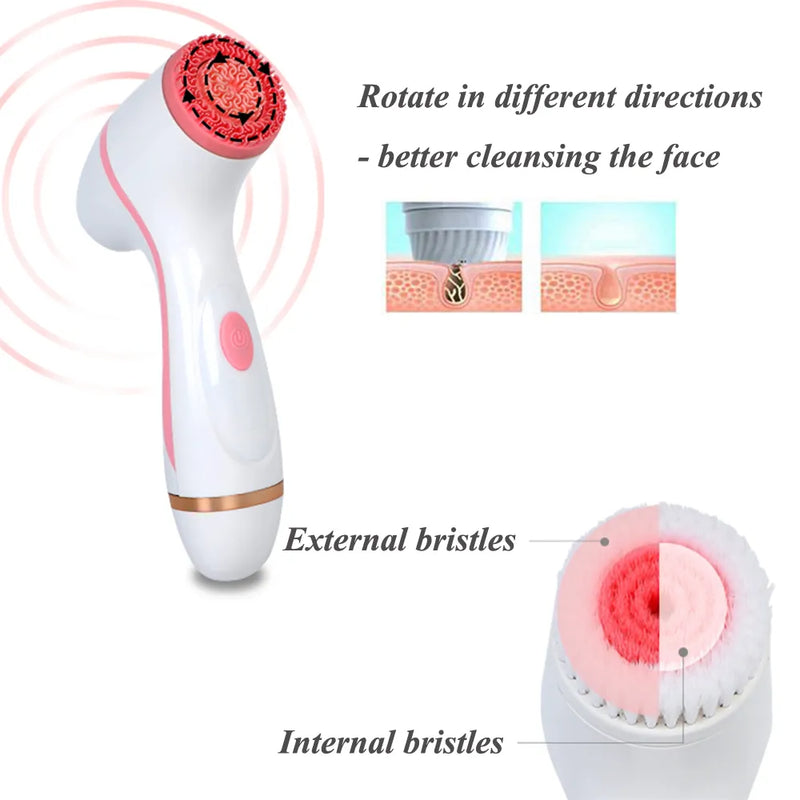 Facial Cleansing Brush Sonic Nu Face Spin Brush Set Galvanica Facial Spa System For Skin Deep Cleaning Remove Blackhead Machine