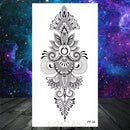 Owl Moth Jewelry Temporary Tattoo For Women Men Mandala Henna Flower Tattoo Mehndi Fake Pendants Geometric Tatoo Chest Back Lace