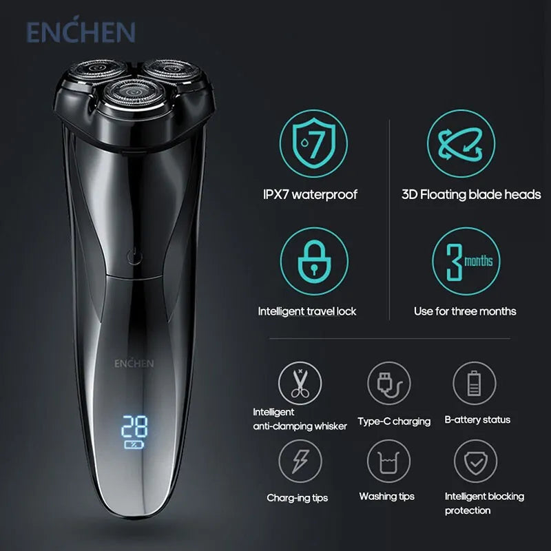 Enchen Razor ENCHEN Blackstone3 Electric Shaver 3D Triple Blade Floating Razor Shav