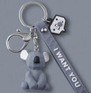 Fashion French Bulldog Keychain Bag Pendant Leather Car Keychain Couple Key Holder Chain Ring Cute Dog Trinket Animal Keyfob