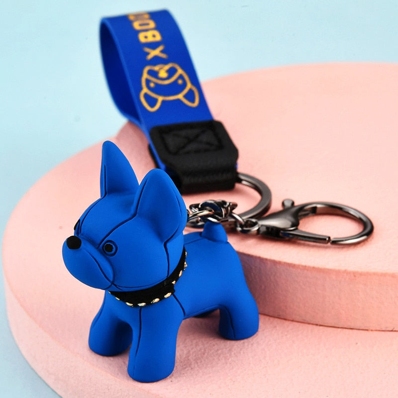 1pc Crystal French Bulldog Keychain Transparent Cartoon Dog Car Keyring  Lovely Couple Bag Pendant