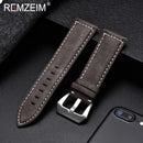 Genuine Leather Watchband Bracelet Black Blue Brown Vintage Matte Watch Strap For Women Men 18mm 20mm 22mm 24mm Wrist Band