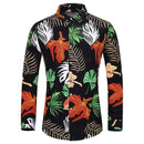 Many styles men long-sleeved plus size 7XL shirt fashion rose plant flower printed shirt Hawaii leisure men clothing