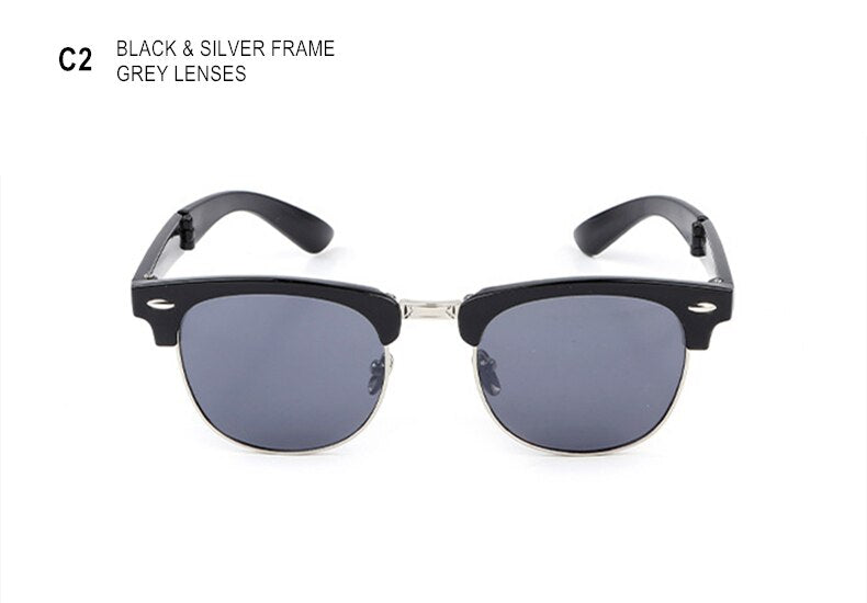 SWOKENCE Portable Folding Sunglasses With Box Women Men Upscale Brand Retro Foldable UV400 Sunscreen Spectacles For Driving SA02