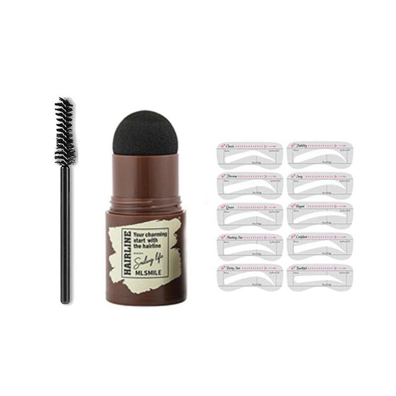 One Step Eyebrow Stamp Shaping Kit Professional Eye Brow Gel Stamp Makeup Kit with 10 Reusable Eyebrow Stencils Eyebrow Brushes