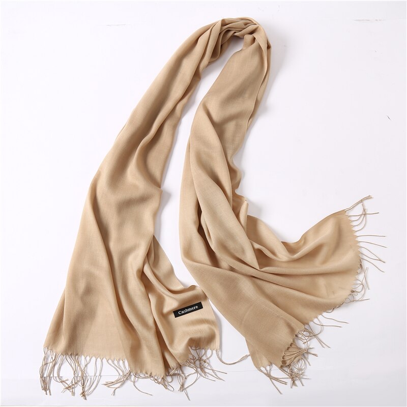 Solid Color Soft Women Scarf Cashmere-like Scarves Lady Thin Shawls Wraps Pashmina Femal Hijab Headband