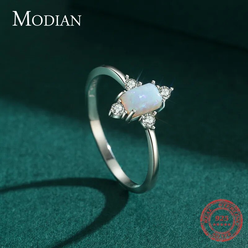 Modian Real 925 Sterling Silver Rings For Women Shining Crown Opal Finger Ring Classic Luxury Wedding Statement Jewelry Anel