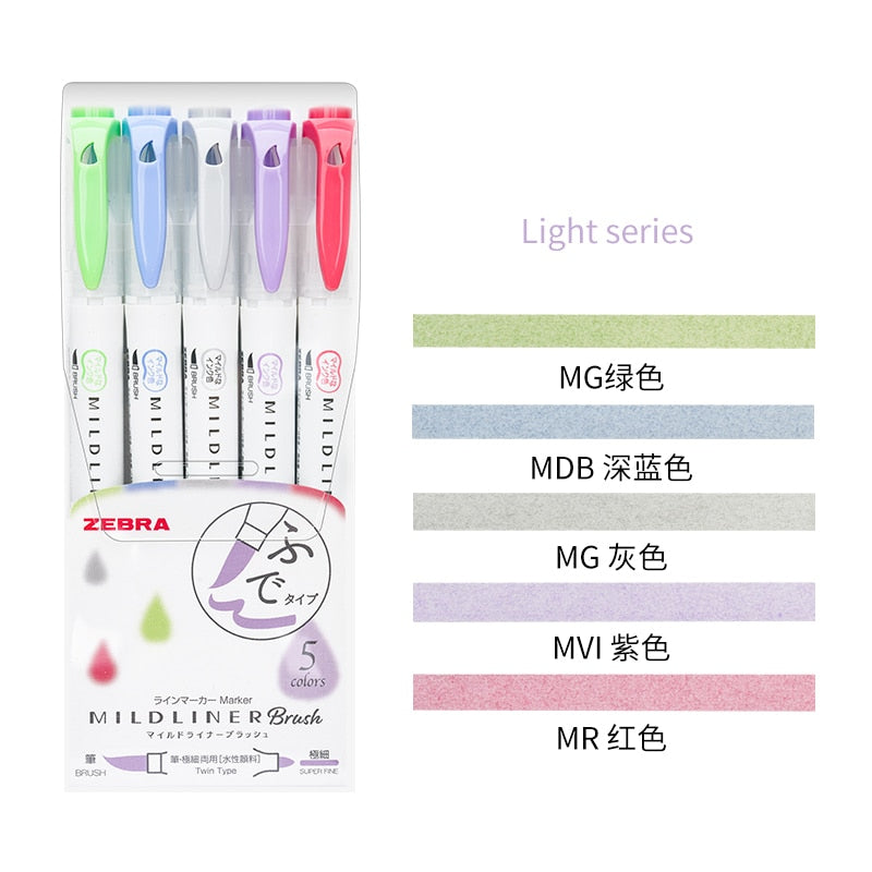 5/15/25color Set MildLiner Soft Brush Pen Double-headed Mild liner Highlighter Marker Pen School Supplies