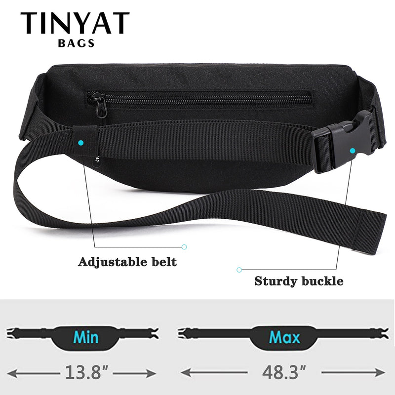 TINYAT Men Waist Bag Pack Purse Casual Large Phone Belt Bag Pouch Women's Canvas Travel Phone Bag Fanny Banana Bag Hip 4 Pockets