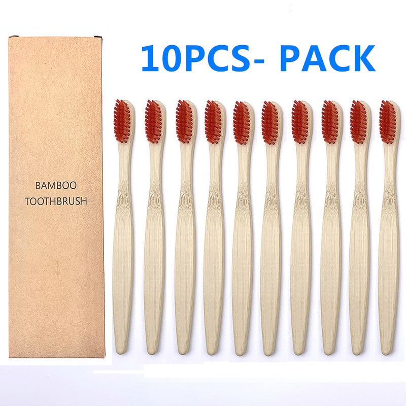 10PCS Colorful Natural Bamboo Toothbrush Set Soft Bristle Charcoal Teeth Whitening Bamboo Toothbrushes Soft Dental Oral Care