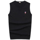 100% Cotton High Quality Mens Slim V-Neck Knitted Vest Casual Sleeveless Mens Sweaters Brand Male Tops M-3XL P8501