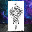 Owl Moth Jewelry Temporary Tattoo For Women Men Mandala Henna Flower Tattoo Mehndi Fake Pendants Geometric Tatoo Chest Back Lace