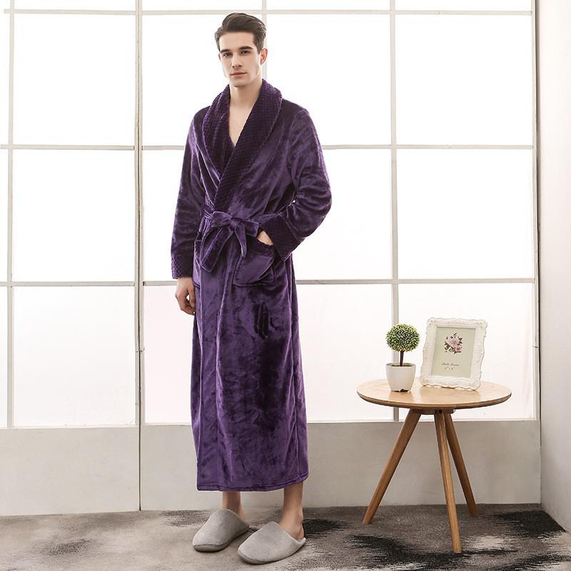 Plus Size 3XL Men Robe Winter Flannel Soft Kimono Gown Lovers Ultra Large Long Bathrobe Nightwear Thick Warm Women Sleepwear