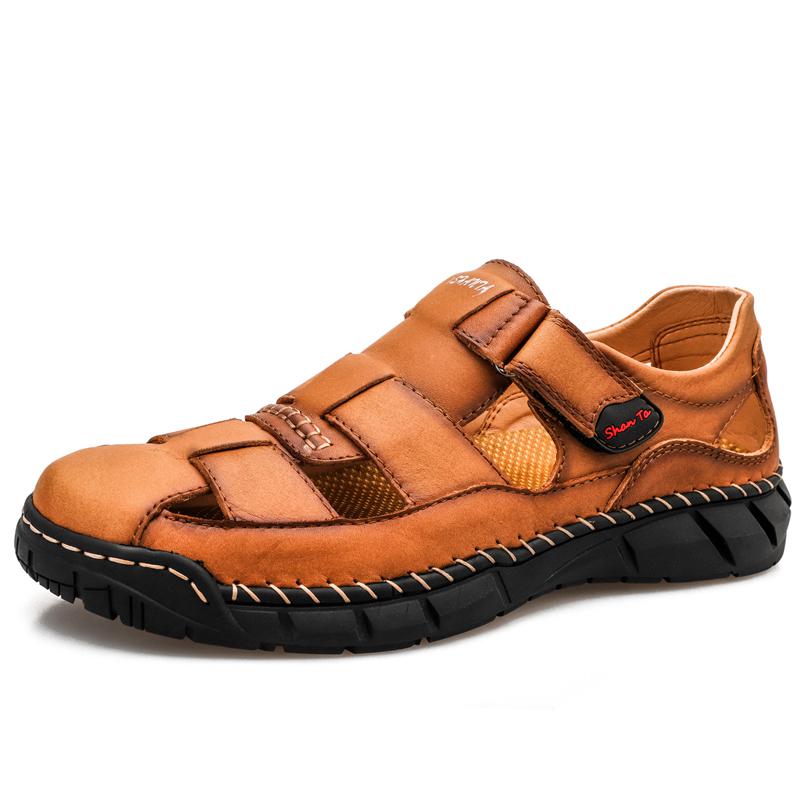 Classic Mens Sandals Genuine Leather Sandals Men Outdoor Casual Lightweight Sandal Fashion Men Slipper Size 38-48