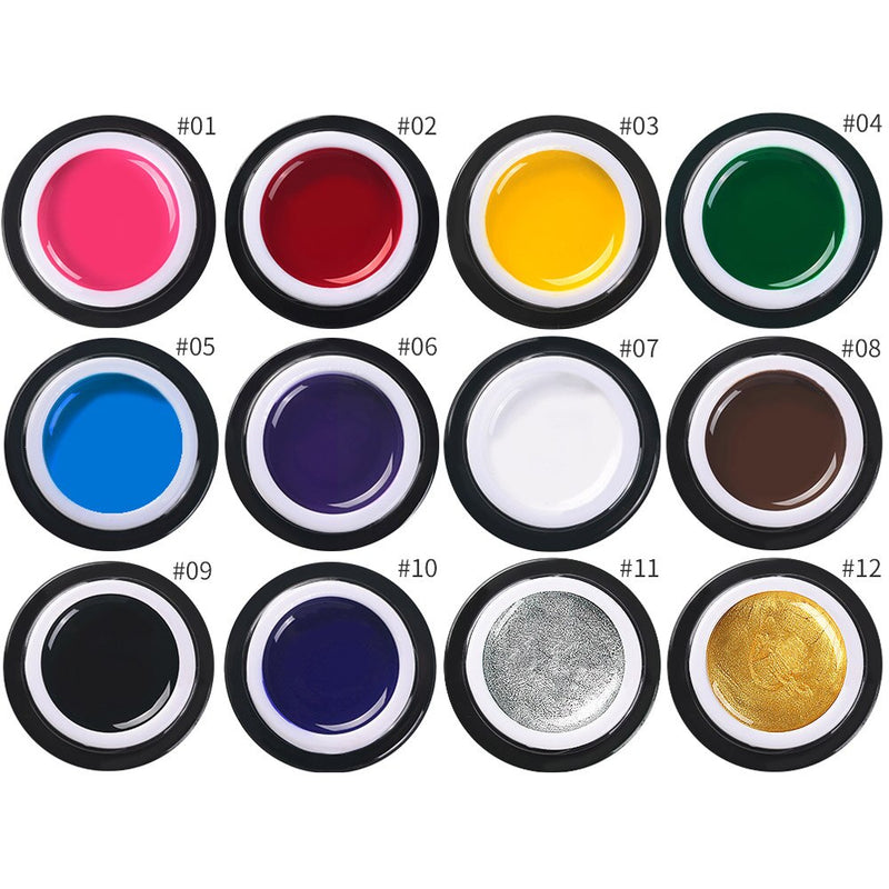 5g/Jar 12 Colors Nail Painting Gel Stretch Drawing Glue Nail Polish Soak Off UV LED Nail Art Design Manicure Polish Drawing Gel