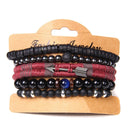 Vintage Multilayer Men Bracelet Natural Stone Lava Beads Bracelet Fashion Black Arrow Charm Bracelet Bangles Jewelry Male Women