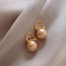 New Fashion Korean Oversized White Pearl Drop Earrings for Women Bohemian Golden Round Zircon Wedding Earrings Jewelry Gift
