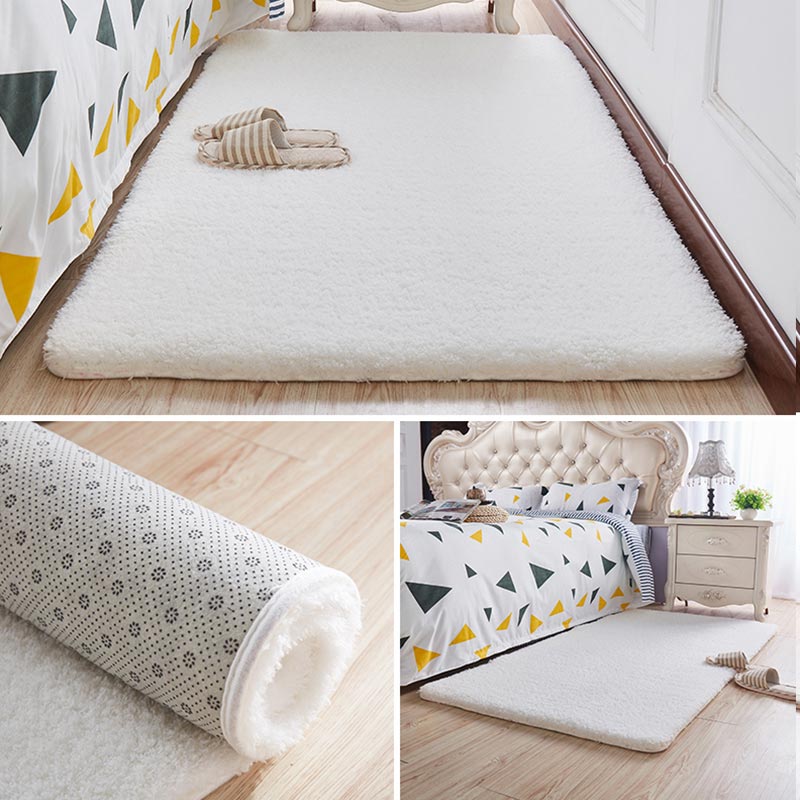 Nordic Fluffy Carpet For Bedroom Living Room Large Size Plush Anti-slip Soft  Door Mat White pink Red Children's Rugs For Room