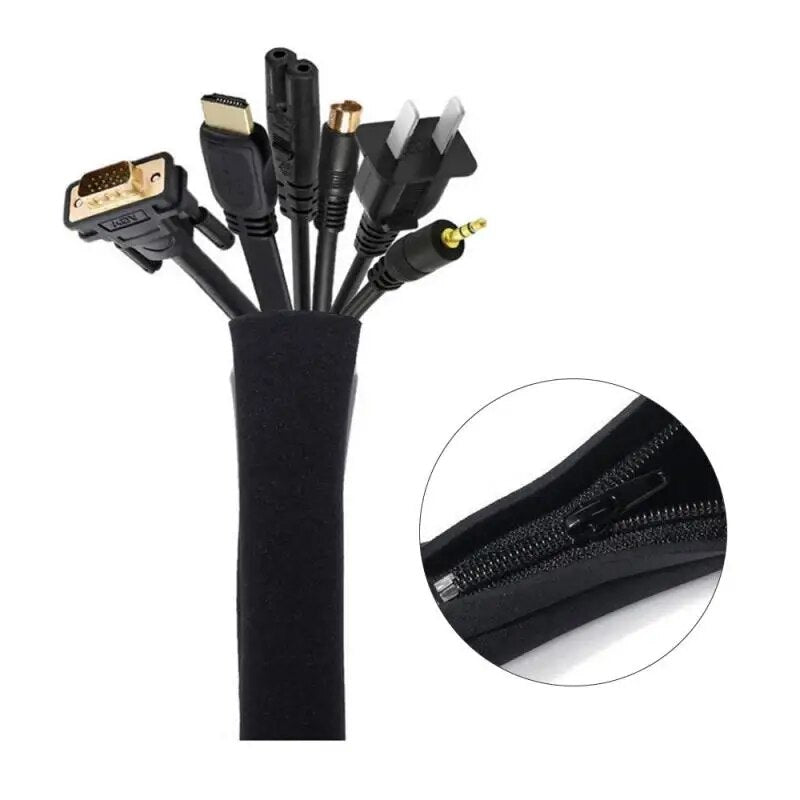 Cable Management Sleeve Cords Organizer Wire Hider Protector Flexible Cable Sleeve Wrap Cover for Office/ Computer / Home