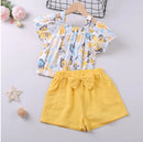 Humor Bear Girl Clothes Sets 2Pcs Fashion Navy Short Sleeve +Pleated Skirt Kids Clothes Suit Cute Toddler Clothes
