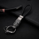 Honest Luxury Men Women Car Keychain Leapard Dragon Genuine Leather Rope Key Ring for Male Jewelry Creativity Gift Wholesale
