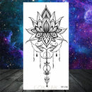 Owl Moth Jewelry Temporary Tattoo For Women Men Mandala Henna Flower Tattoo Mehndi Fake Pendants Geometric Tatoo Chest Back Lace