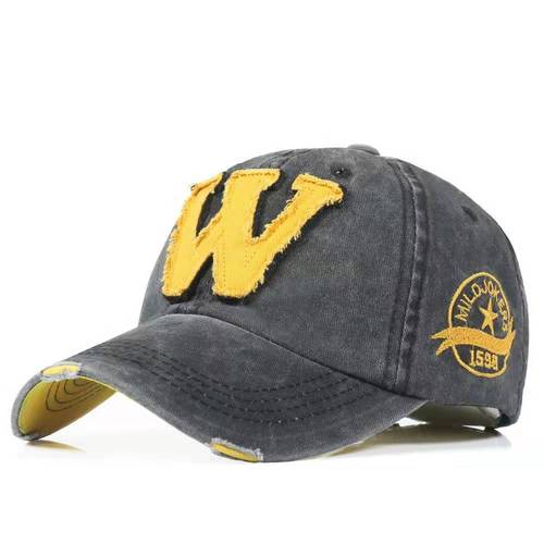 W Letter Baseball Cap Denim Washed Old Men's and Women's Caps with Embroidery Edging Outdoor Spring and Summer Sun Hats