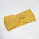 New Pearl Knitted Cross Headbands For Women Girls Handmade Hair Accessories Autumn Winter Headwear Ear Warmer Elastic Hair band