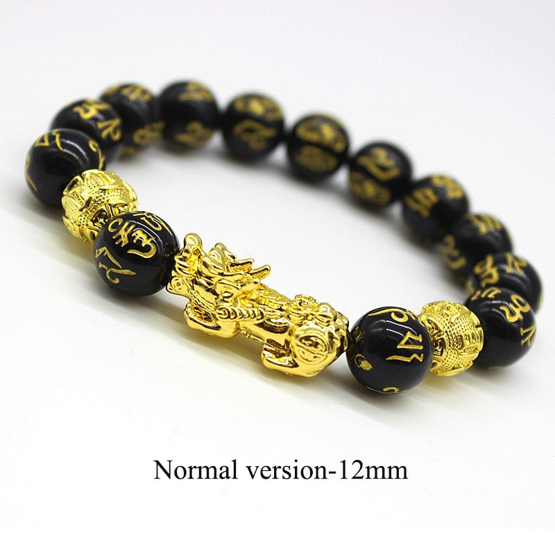 2PCS Obsidian Stone Beads Bracelet Pixiu Bracelet Black Wealth Bracelet Feng shui Bracelets Luck Bracelet for Women Men