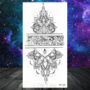 Owl Moth Jewelry Temporary Tattoo For Women Men Mandala Henna Flower Tattoo Mehndi Fake Pendants Geometric Tatoo Chest Back Lace