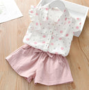 Humor Bear Girl Clothes Sets 2Pcs Fashion Navy Short Sleeve +Pleated Skirt Kids Clothes Suit Cute Toddler Clothes