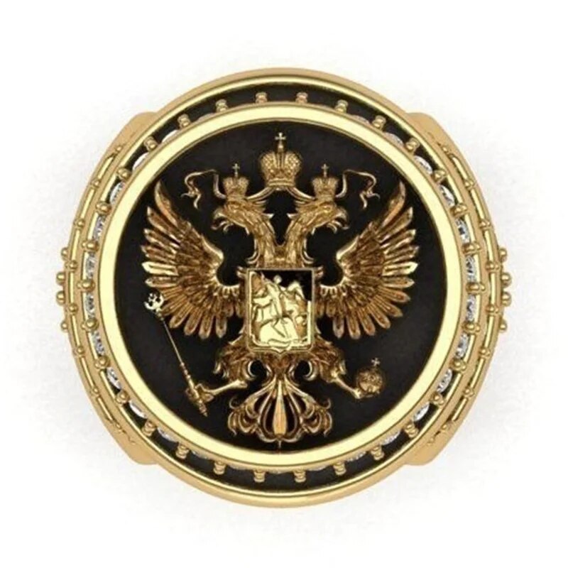 New Arrival Men Rings Unique Badge Double Headed Eagle Ring Wedding Anniversary Angel Wings Jewelry