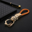 Honest Luxury Men Women Car Keychain Leapard Dragon Genuine Leather Rope Key Ring for Male Jewelry Creativity Gift Wholesale