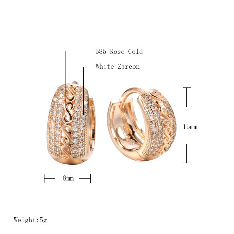 Kinel New 585 Rose Gold Natural Zircon Hollow Pattern Dangle Earrings For Women Ethnic Bride Wedding Fine Earrings Boho Jewelry