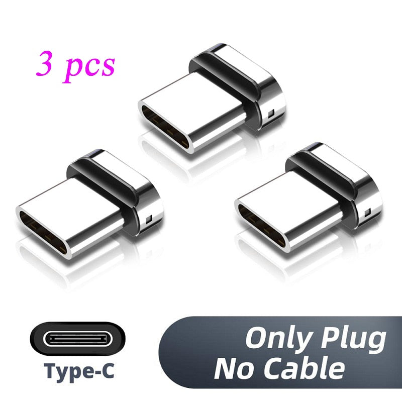 3 PCS Square Magnetic Tips for Mobile Phone Replacement Parts Micro Type C Magnet Charger Cable Plug Converter Charging Adapter