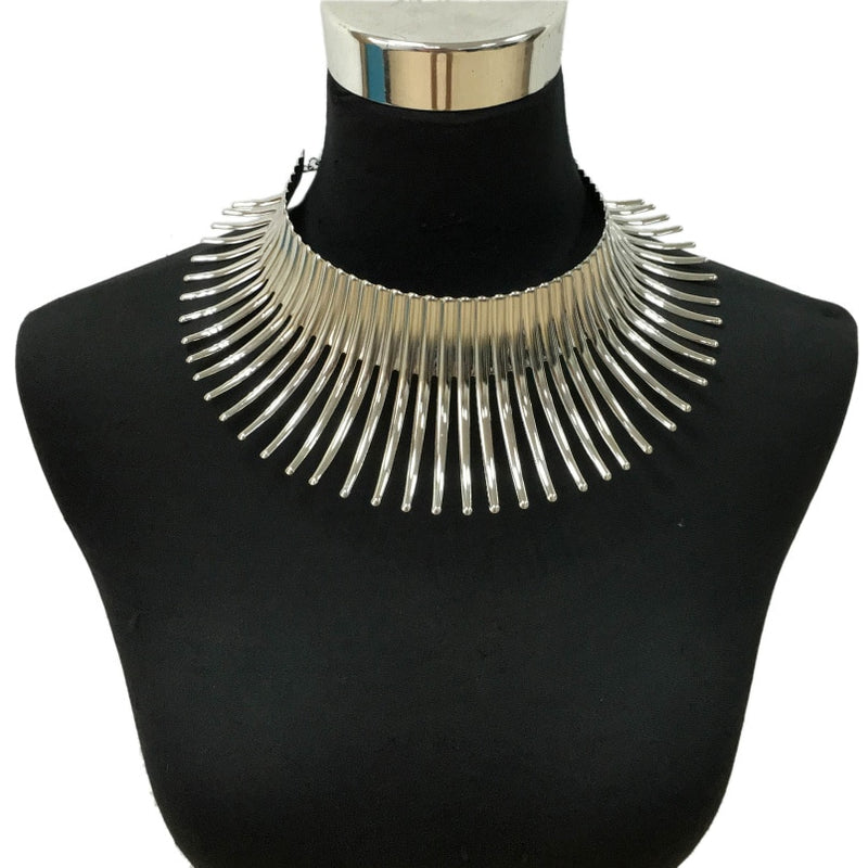 African Bib Torques Chokers Necklaces For Women Statement Metal Geometric Collar Necklace Indian Jewelry Boho Design UKMOC